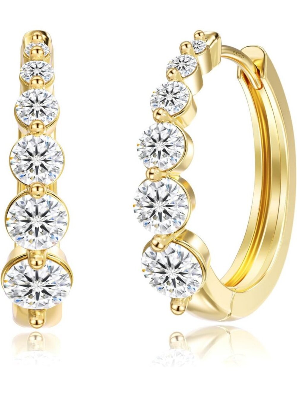 Elegant Moissanite Hoop Earrings, Sterling Silver Huggie Style for Women